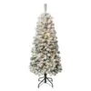 National Tree Company First Traditions Pre-Lit Acacia Flocked Tree Medium Christmas Tree, Clear Incandescent Lights, Plug In, 4.5 Ft