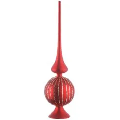 National Tree Company 15" Red Glass Christmas Tree Topper
