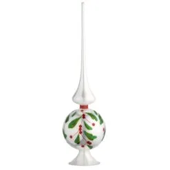 National Tree Company 15" Holly Leaves Glass Christmas Tree Topper