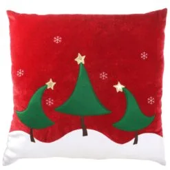 National Tree Company 20" General Store Collection Red Pillow With Christmas Trees