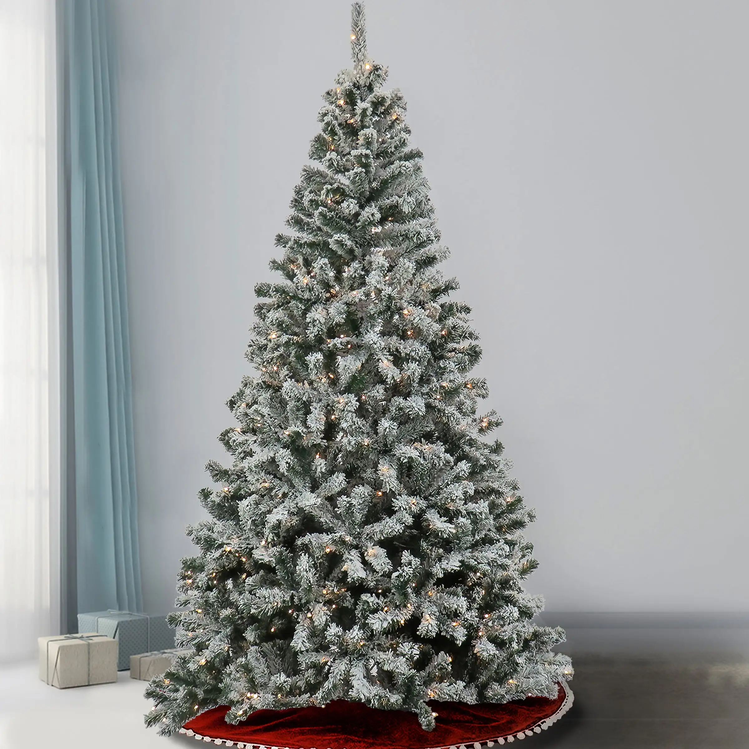 National Tree Company 7.5 Feet Pre-lit Artificial Frosted Bonnyville Spruce Hinged Tree, 700 Clear Lights- UL - Image 2