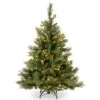 National Tree Company Pre-Lit Artificial Full Christmas Tree, Green, Carolina Pine, White Lights, Flocked With Pine Cones, Includes Stand, 4.5 Feet