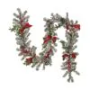 National Tree Company Pre Lit Artificial Garland, General Store, Green, Frosted, Decorated With Frosted Pine Cones, Berry Clusters, Plaid Bows, Warm White LED Lights, Battery Powered, Christmas Collection, 9 Feet