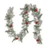 National Tree Company, 9' Christmas Be Merry Trimmed Silver Garland, 75 Pure White LED Lights- Battery Operated With Remote Control