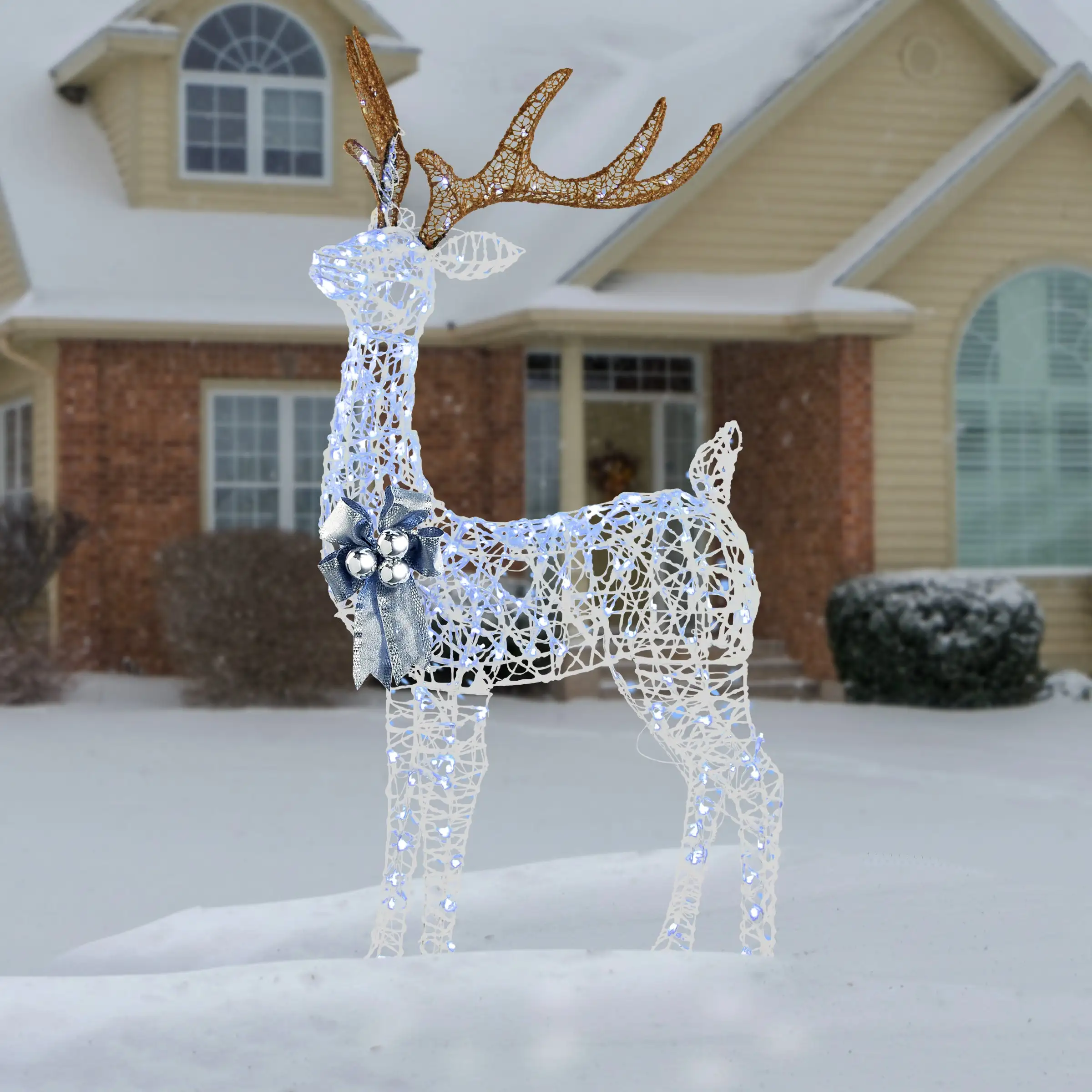 National Tree Company 65" Glittered Standing Buck With Twinkling LED Lights - Image 2