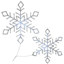 National Tree Company Pre Lit Diamond Tip Snowflake Decoration, Cool White LED Lights, Plug In, Christmas Collection, 24 Inches