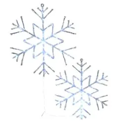 National Tree Company Pre Lit Six Point Star Snowflake Decoration, Cool White LED Lights, Plug In, Christmas Collection, 24 Inches