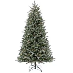 National Tree Company 7 Ft Pre-Lit Snowy Olallie Pine Tree With LED Lights