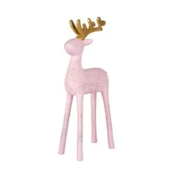 National Tree Company First Traditions 12" Woodgrain Reindeer Decor, Pink