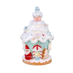 National Tree Company First Traditions 8" Santa Cake House With Lights