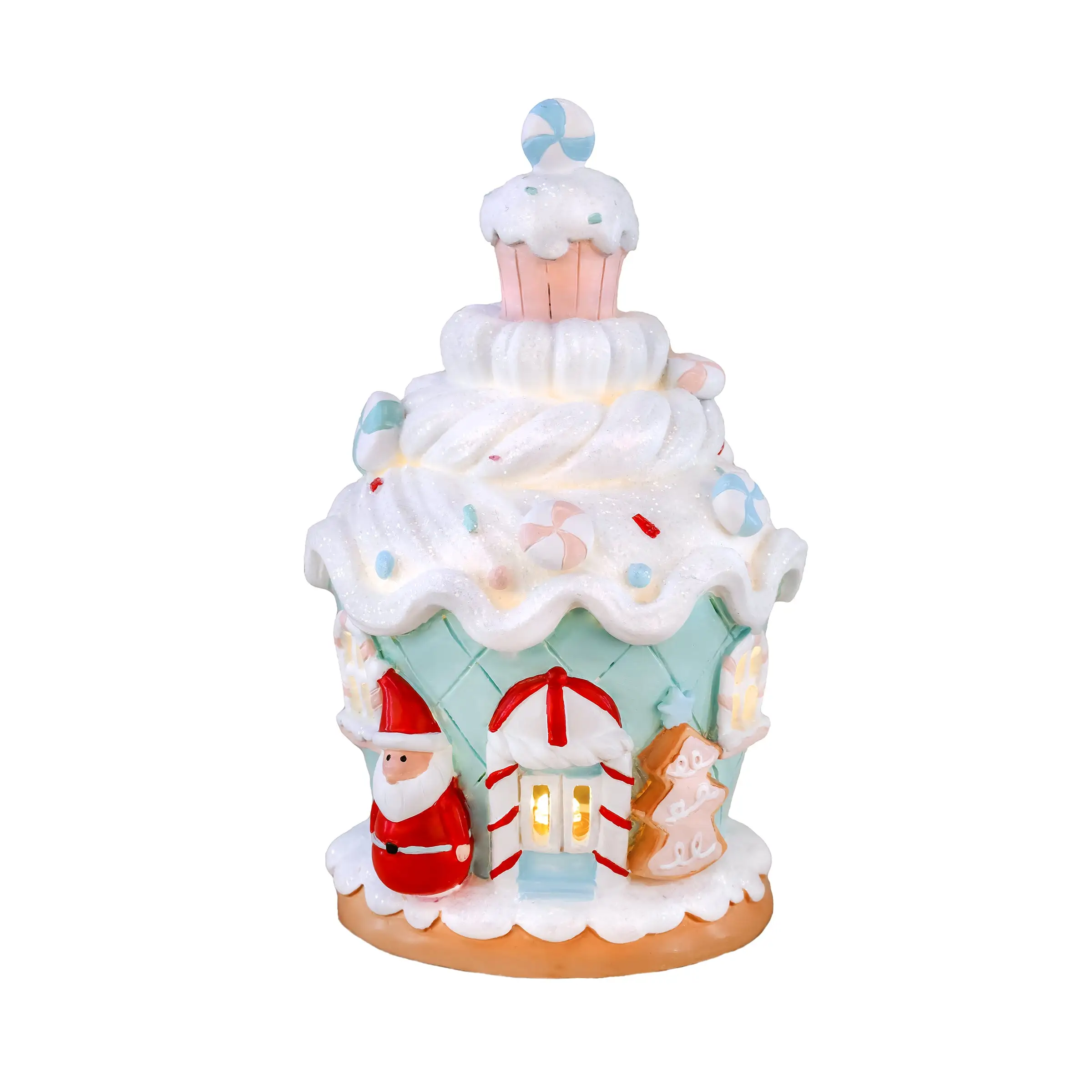 National Tree Company First Traditions 8" Santa Cake House With Lights