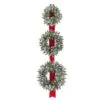 National Tree Company Artificial Christmas Three Wreath Ribbon Door Decoration, Green, White Lights, Decorated With Frosted Branches, Christmas Collection, 77 Inches