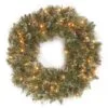 National Tree Company, Pre-Lit Artificial Christmas Wreath, Glittery Bristle Pine With Twinkly LED Lights, Plug In, 24 In