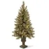 National Tree Company Pre-Lit Artificial Entrance Christmas Tree, Green, Glittery Bristle Pine, White LED Lights, Flocked With Pine Cones, Frosted Branches, Includes Decorative Urn Base, 5 Feet