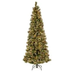 National Tree Company 75 Ft Glittery Bristle Pine Slim Tree With Dual Color® LED Lights