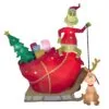 National Tree Company Inflatable Grinch On Sleigh With Max, LED Lights, Plug In, Christmas Collection, 12 Feet