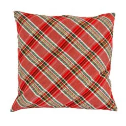 National Tree Company 24" HGTV Home Collection Bias Cut Red Plaid Pillow