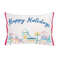 National Tree Company 20" HGTV Home Collection Embroidered Happy Holidays Pillow