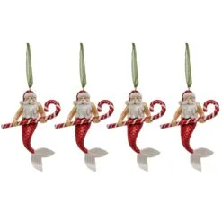 National Tree Company 4 Piece HGTV Home Collection Santa Merman Ornaments