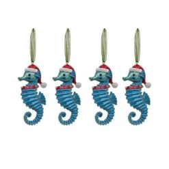 National Tree Company 4 Piece HGTV Home Collection Teal Seahorse Ornaments