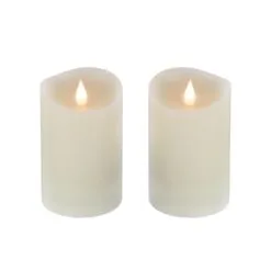 National Tree Company 2x5 HGTV Home Collection Flameless Heritage Pillar Candle Pair, Ivory