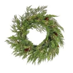 National Tree Company 26" HGTV Home Collection Pre-Lit Cozy Winter Cedar Wreath