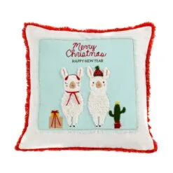 National Tree Company 18" HGTV Home Collection Merry Christmas Llamas Pillow