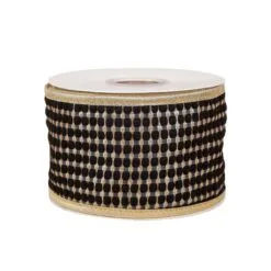 National Tree Company 3" HGTV Home Collection Carmel Jacquard Double-Sided Ribbon, Black