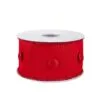National Tree Company 3" HGTV Home Collection Dupioni Button Ribbon, Red