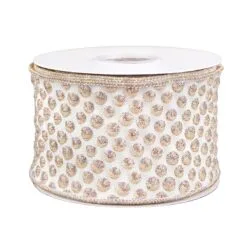 National Tree Company 3" HGTV Home Collection Rainer Jacquard Tissue Back Ribbon, Gold