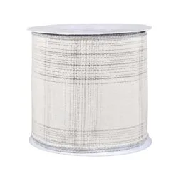 National Tree Company 3" HGTV Home Collection Double-Fused Silver Plaid Ribbon