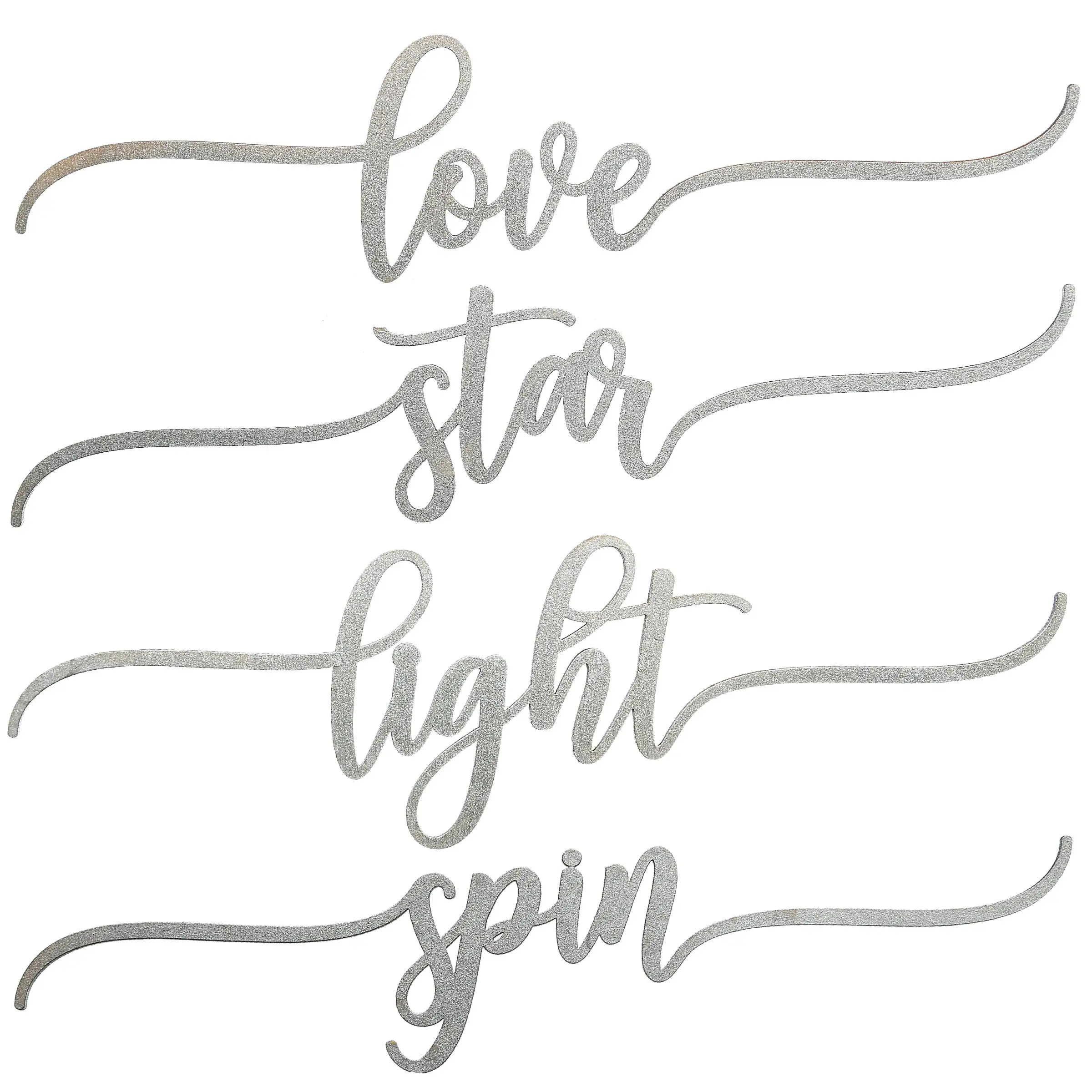 National Tree Company 4-Piece Hannukah Place Setting Message Decor, Curly Script Writing In Silver, 10 In