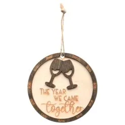National Tree Company 2021 "The Year We Came Together" Wood Christmas Ornament With Hanging Loop, 3 In