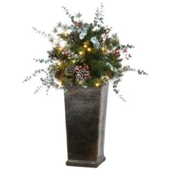 National Tree Company Pre-Lit Artificial Christmas Tree, Potted Meadow Basin, With Warm White LED Lights, Plug In, 3 Ft