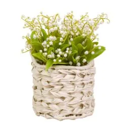 National Tree Company 11" White Lily-of-the-Valley Flowers In White Basket