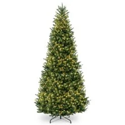 National Tree Company Pre-Lit Artificial Giant Slim Christmas Tree, Green, White Lights, Includes Stand, 12 Feet