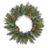 National Tree Company First Traditions™ Collection, 30" Pre-Lit Artificial North Conway Wreath With Glittery Cones And Eucalyptus, 100 Warm White LED Lights- Battery Operated With Timer