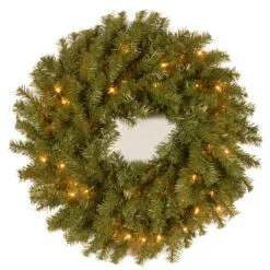 National Tree Company Pre-Lit Artificial Christmas Wreath, Green, Norwood Fir, White Lights, Christmas Collection, 42 Inches