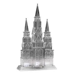 National Tree Company Pre Lit Christmas Cathedral Decoration, White LED Lights, Battery Powered, Christmas Collection, 17 Inches