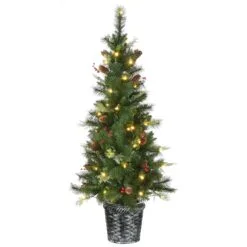 National Tree Company Pre-Lit Artificial Christmas Entrance Tree, Buzzard Pine, With Warm White LED Lights, Plug In, 5 Ft