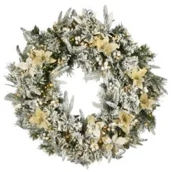 National Tree Company 30" Frosted Colonial Fir Wreath With Dual Color® LED Cosmic Lights®