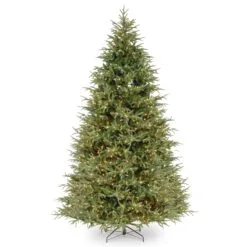 National Tree Company Pre-Lit 'Feel Real' Artificial Slim Christmas Tree, Green, Frasier Grande, White Lights, Includes Stand, 9 Feet