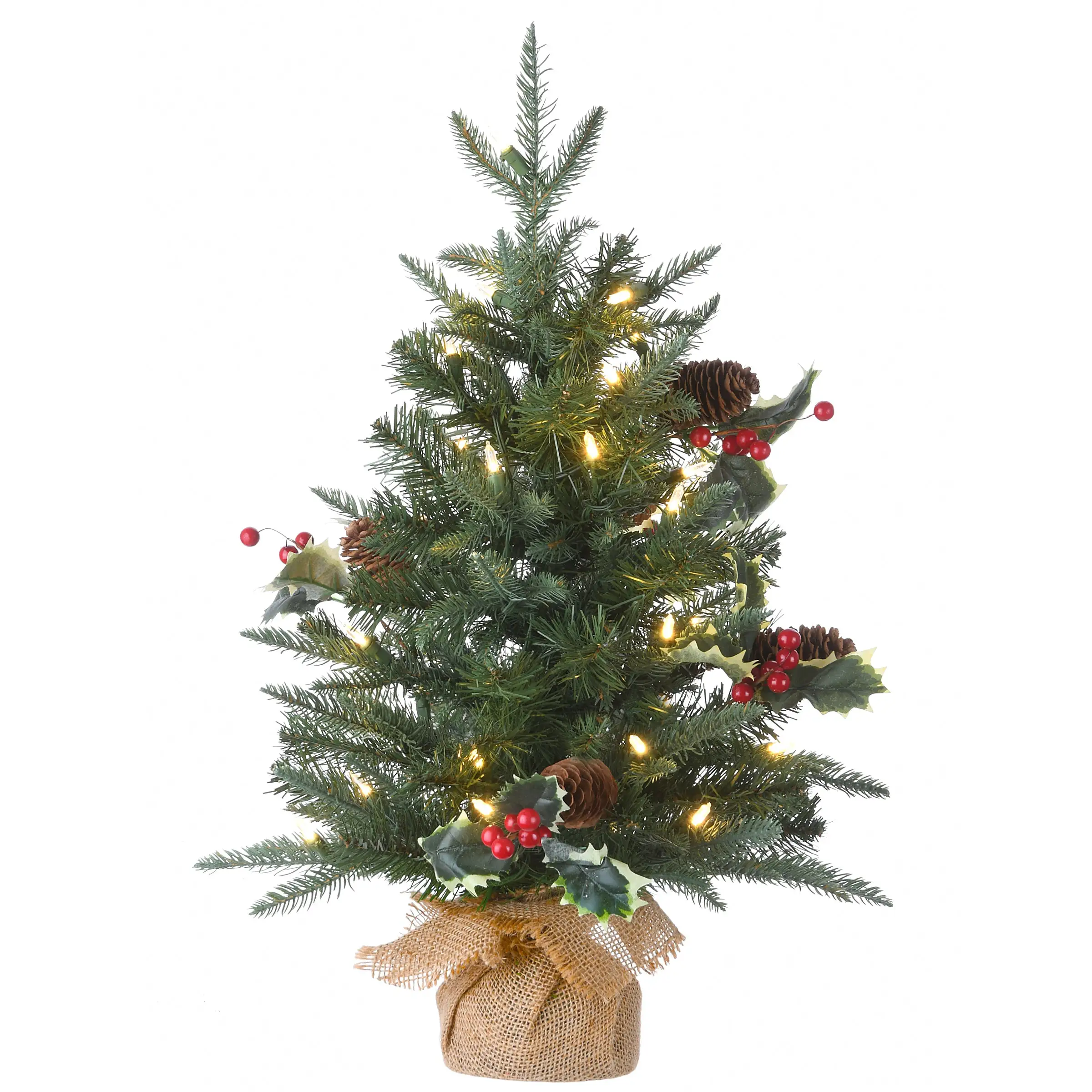 National Tree Company Pre-Lit Artificial Christmas Tree, Happy Hill Pine, With Warm White LED Lights, Plug In, 2 Ft