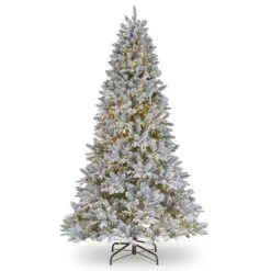 National Tree Company Pre-Lit 'Feel Real' Artificial Christmas Tree, Iceland Fir, Green, Cosmic LED Lights, Includes Stand, 6.5 Feet