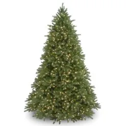 National Tree Company Pre-Lit Medium Artificial Christmas Tree, Green, Jersey Fraser Fir, 'Feel Real', White Lights, Includes Stand, 9 Feet