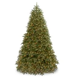 National Tree Company Pre-Lit 'Feel Real' Artificial Christmas Tree, Jersey Fraser Fir, Green, Dual Color LED Lights, Includes Stand, 9 Feet