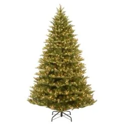 National Tree Company Pre-Lit 'Feel Real' Artificial Christmas Tree, Normandy Fir, Green, White Lights, Includes Stand, 7.5 Feet