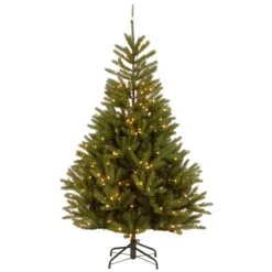 National Tree Company Pre-Lit 'Feel Real' Artificial Christmas Tree, Topeka Spruce, Green, White Lights, Includes Stand, 7.5 Feet