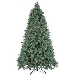 National Tree Company Artificial Wellesley Fir Hinged Christmas Tree, Pre-Lit With PowerConnect Dual Colored LED Lights, Plug In, 6.5 Ft