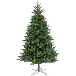 National Tree Company 9ft Pre-lit Artificial Feel Real® Christmas Norway Spruce Hinged Tree, 1500 Warm White LED Lights-UL